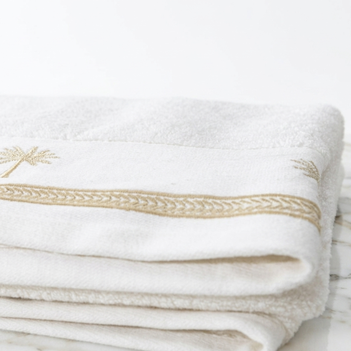 Palm Breeze White Hand Towel