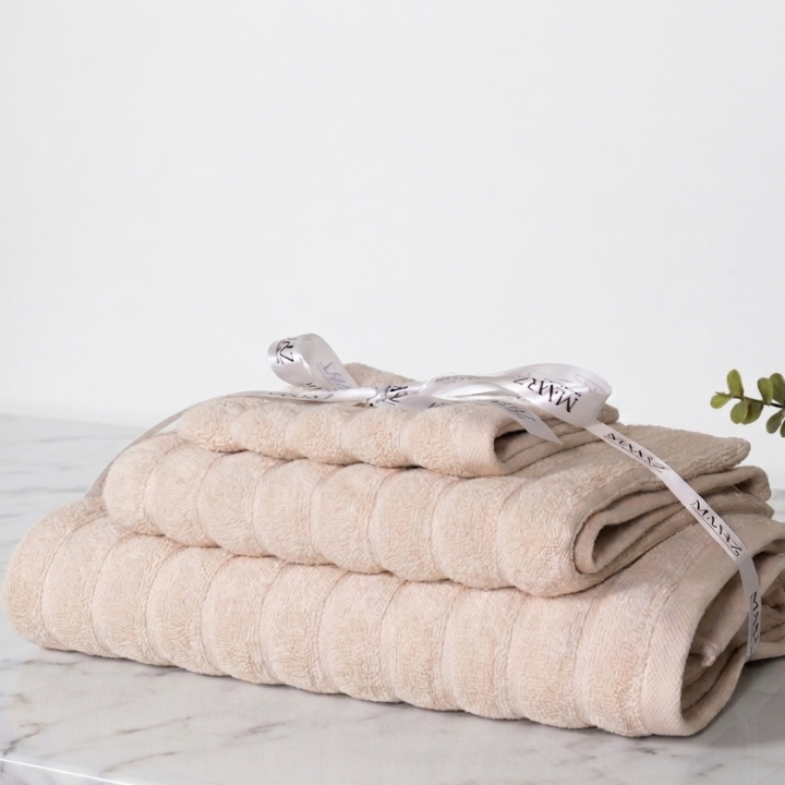 Ribbed Texture Branded Towel Pack Of 3